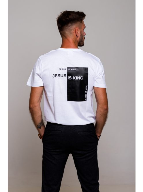 JESUS IS KING fehér unisex póló 