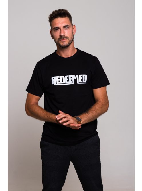 REDEEMED fekete unisex póló 